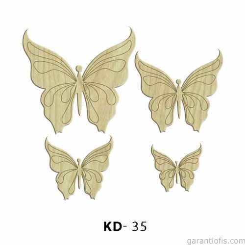 Hobi-art Kd 35 - Kelebekler Dekoratif Mini Ahşap Obje