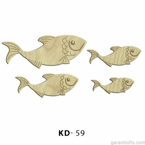 Hobi-Art KD 59 - Balık Tasarımlı Dekoratif Mini Ahşap Obje - 1