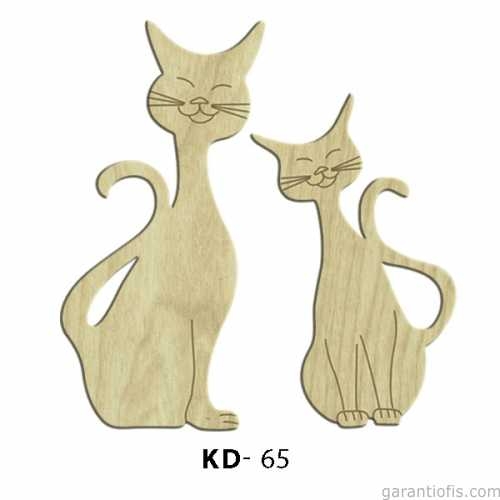 Hobi-Art KD 65 - Kedi Tasarımlı Dekoratif Mini Ahşap Obje - 1