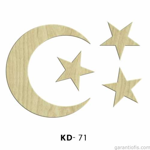 Hobi-art Kd 71 - Ayyıldız Tasarımlı Dekoratif Mini Ahşap Obje