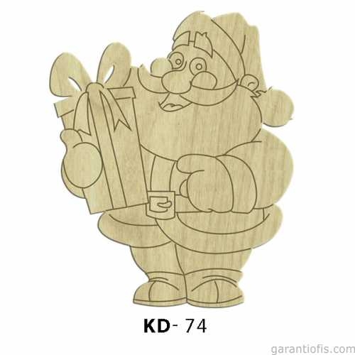 Hobi-Art KD 74 - Noel Baba Tasarımlı Dekoratif Mini Ahşap Obje - 1