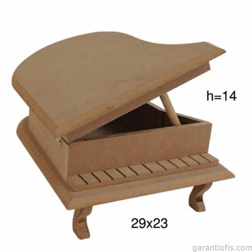 Hobi-Art KU 312 Boyanabilir Ahşap Piyano Tasarımlı Kutu - 1