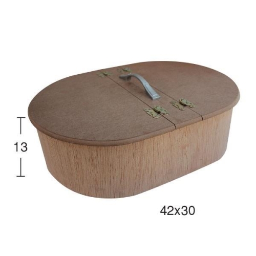 Hobi-Art KU 364 Boyanabilir Ahşap Oval Kulplu Dikiş Kutusu - 1