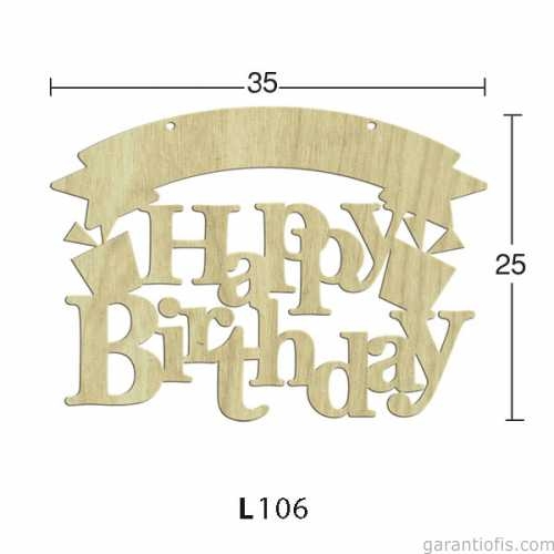 Hobi-Art L 106 Lazer Kesim Happy Birthday Yazılı Süs - 1