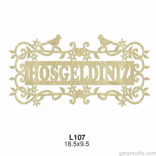 Hobi-art L 107 Lazer Kesim Kuş Desenli Hoşgeldiniz Yazılı Süs