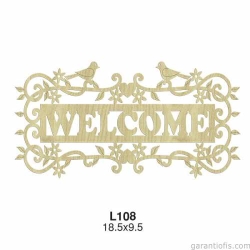 Hobi-Art L 108 Lazer Kesim Kuş Desenli Welcome Yazılı Süs