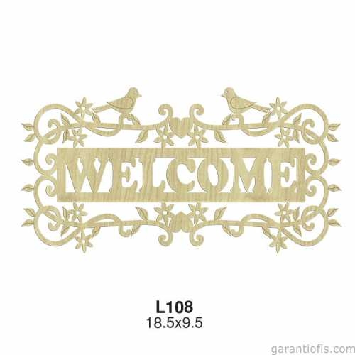 Hobi-Art L 108 Lazer Kesim Kuş Desenli Welcome Yazılı Süs - 1