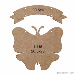 Hobi-Art L 115 Lazer Kesim Kelebek Tasarımlı Duvar Süsü