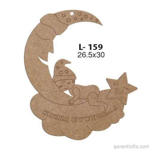 Hobi-Art L 159 Lazer Kesim Aydedeli Kızım Uyuyor Kapı Süsü Ahşap Obje - 1