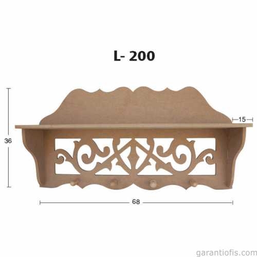 Hobi-Art L 200 Ham Ahşap Askılıklı Dekoratif Raf - 1