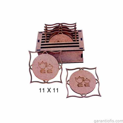 Hobi-Art L 267 Ham Ahşap Geometrik Tasarımlı Bardak Altlığı - 1