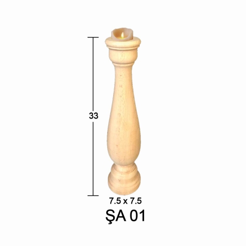 Hobi-Art ŞA 01  Ahşap Masa Üstü Şamdan - 1