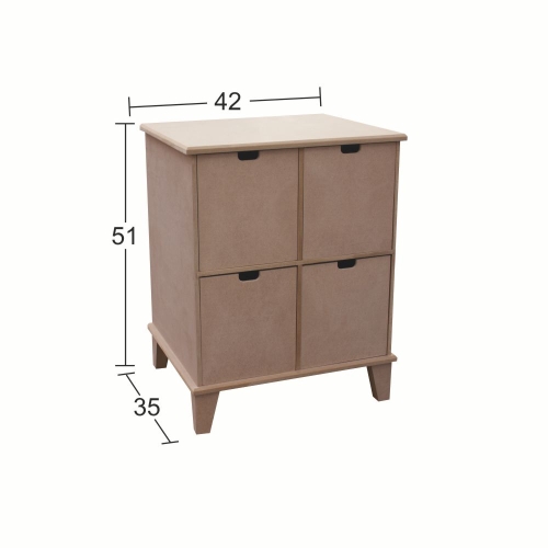 Hobi-Art SM 19 Boyanabilir Ahşap 4 Çekmeceli Komodin - 1