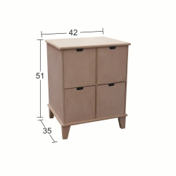 Hobi-Art SM 19 Boyanabilir Ahşap 4 Çekmeceli Komodin