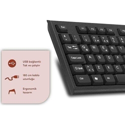 Hytech HYK-44 Siyah USB Q Standart Klavye - Thumbnail