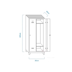 Metal iki Tam Boy Kapılı Soyunma Dolabı Kırmızı Gri (Tam Boy Kapılı) - 4