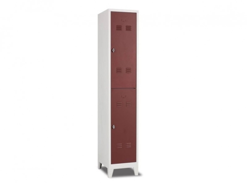 Metal ikili Yarım Kapılı Soyunma Dolabı Kahverenk Gri 41X40X200 - 1