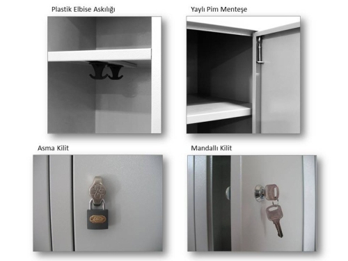 İkili Yarım Kapılı Soyunma Dolabı 41X40X200 - 3