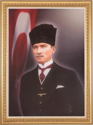 Atatürk Portresi 50x70 Altın Varaklı Çerçeveli Duvara Monte