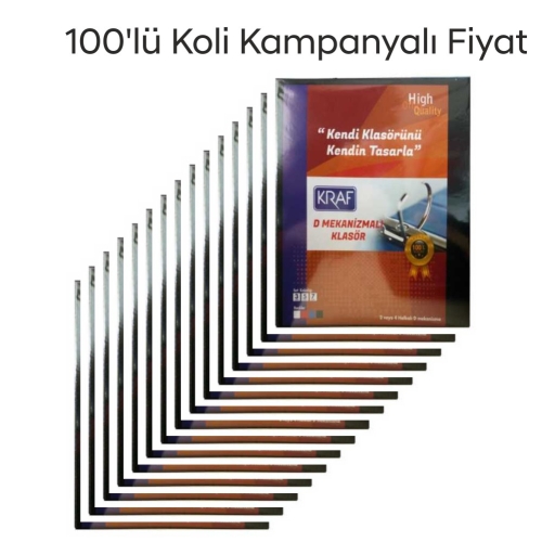 Kraf 2 Halkalı D Mekanizmalı Geniş Klasör A4 Siyah 700 Sayfa Kapasiteli 100 lü Paket - 1