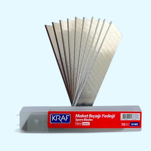 Kraf 618G Geniş 18mm Maket Bıçağı Yedeği 14 Kırım 100 Adet - 4
