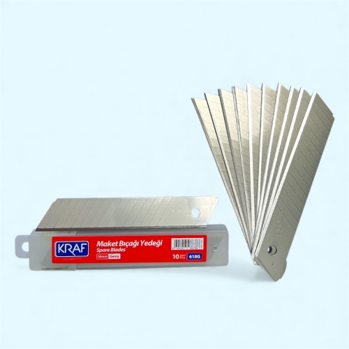 Kraf 618G Geniş 18mm Maket Bıçağı Yedeği 14 Kırım 100 Adet - 5