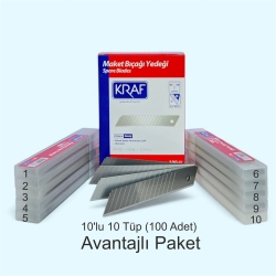 Kraf 618G Geniş 18mm Maket Bıçağı Yedeği 14 Kırım 100 Adet