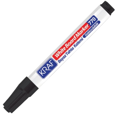 Kraf 770 Doldurulabilir Beyaz Yazı Tahtası Kalemi Siyah (Yuvarlak Uçlu) - 1
