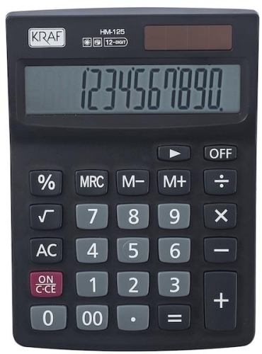 Kraf Hesap Makinesi Metal Gövde TAX Fonksiyonlu HM125 (12 Hane) - 1