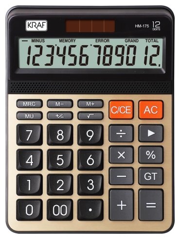 Kraf Masa Üstü 12 Hane Hesap Makinesi HM-175 GD - 1