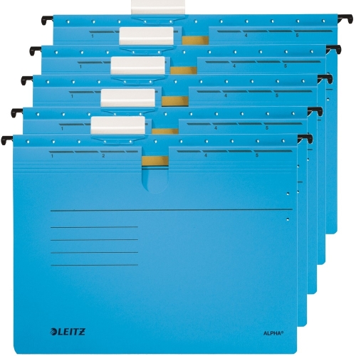 Leitz 1984 Alpha Mavi Telli Askılı Dosya (5 li Paket) - 1
