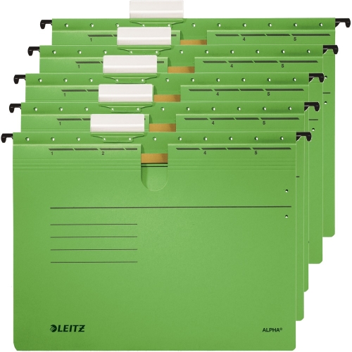 Leitz 1984 Alpha Yeşil Telli Askılı Dosya (5 li Paket) - 1
