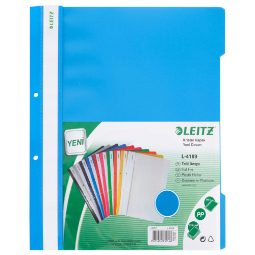 Leitz 4189 Mavi Plastik Telli Dosya (50 li Paket) - 1