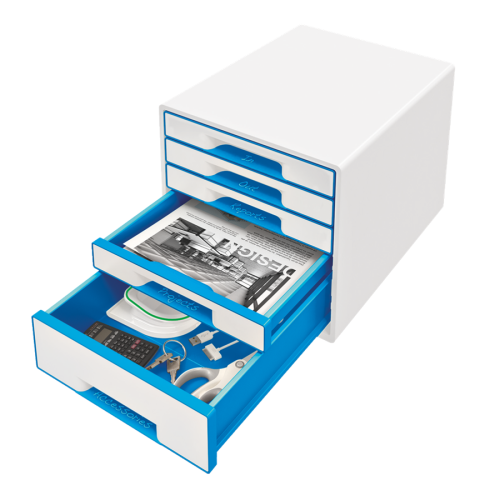 Leitz 5214 WOW Metalik Mavi 5 Çekmeceli Evrak Rafı - 2