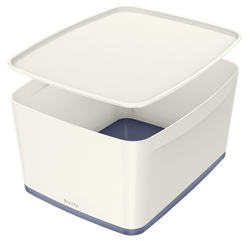 Leitz 5216 MyBox Gri Beyaz Kapaklı Geniş Saklama Kutusu - Thumbnail