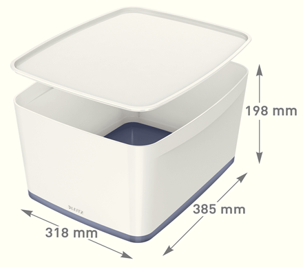 Leitz 5216 MyBox Gri Beyaz Kapaklı Geniş Saklama Kutusu - 2