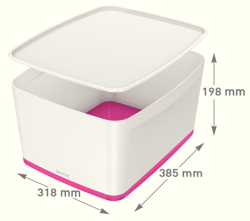 Leitz 5216 MyBox Pembe Beyaz Kapaklı Geniş Saklama Kutusu - 2