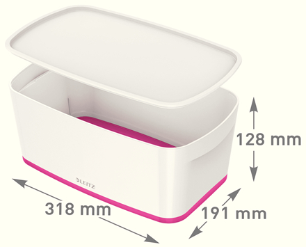 Leitz 5229 MyBox Pembe Beyaz Kapaklı Küçük Saklama Kutusu - 2
