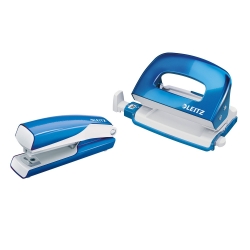 Leitz 5561 Mini Zımba ve Delgeç Set WOW Metalik Mavi (10 Sayfa) 