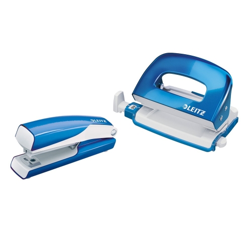 Leitz 5561 Mini Zımba ve Delgeç Set WOW Metalik Mavi (10 Sayfa) - 1