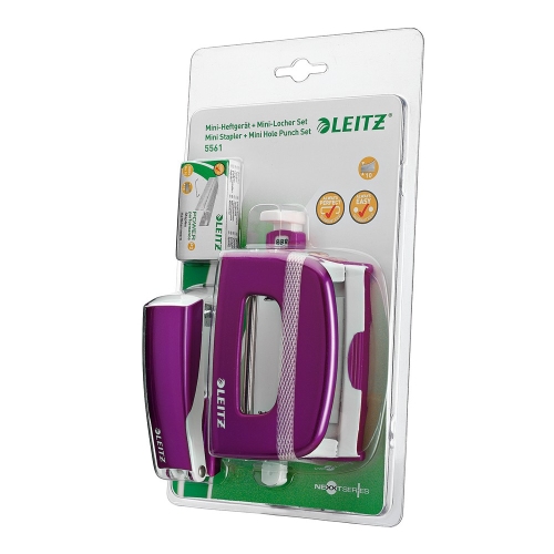 Leitz 5561 Mini Zımba ve Delgeç Set WOW Metalik Mor (10 Sayfa) - 2
