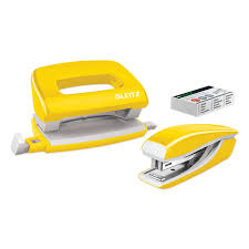 Leitz 5561 Mini Zımba ve Delgeç Set WOW Metalik Sarı (10 Sayfa) - 1