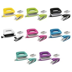 Leitz 5561 Mini Zımba ve Delgeç Set WOW Metalik Siyah (10 Sayfa)