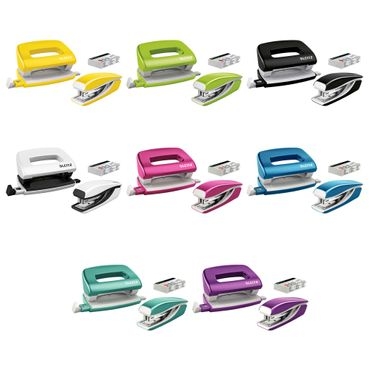 Leitz 5561 Mini Zımba ve Delgeç Set WOW Metalik Siyah (10 Sayfa) - 1