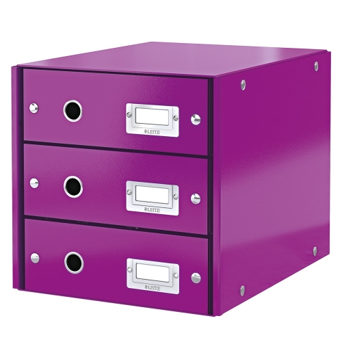 Leitz 6048 Üç Çekmeceli Evrak Rafı WOW Metalik Mor - 1