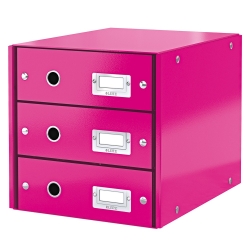 Leitz 6048 Üç Çekmeceli Evrak Rafı WOW Metalik Pembe 
