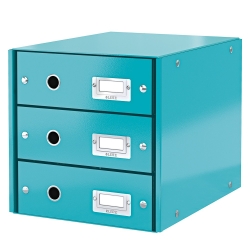 Leitz 6048 WOW Metalik Buz Mavisi Üç Çekmeceli Evrak Rafı 