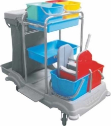 Lüks Krom Gövdeli Temizlik Kat Arabası