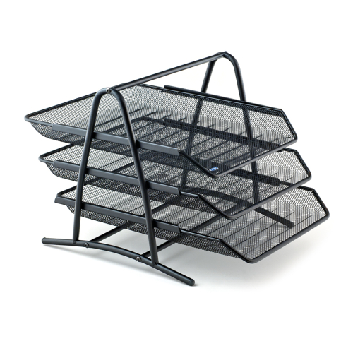 Mas 523 Siyah Perfore Metal 3 Katlı Evrak Rafı - 2