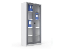 Metal 198 lik Camlı Dosya Koyu Açık Gri Klasör Dolabı - 1